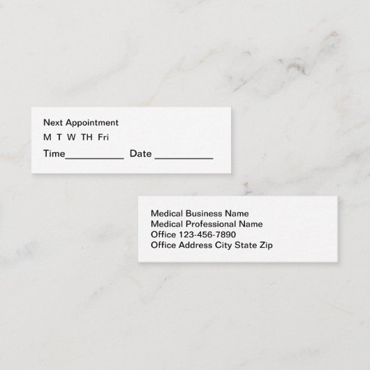 Compact Visitekaartjes voor medische benoeming (Voorkant / Achterkant)