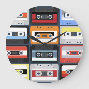 Compactcassettes: plat ontwerp. grote klok