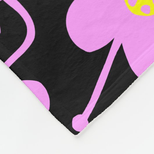 Compacte bloemen - Licht Violet en Geel op Blk Fleece Deken (Hoek)