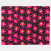 Compacte bloemen - Neon Red en Geel op zwart Fleece Deken (Voorkant (Horizontaal))