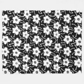 Compacte bloemen - zwart en wit op zwart fleece deken (Voorkant (Horizontaal))