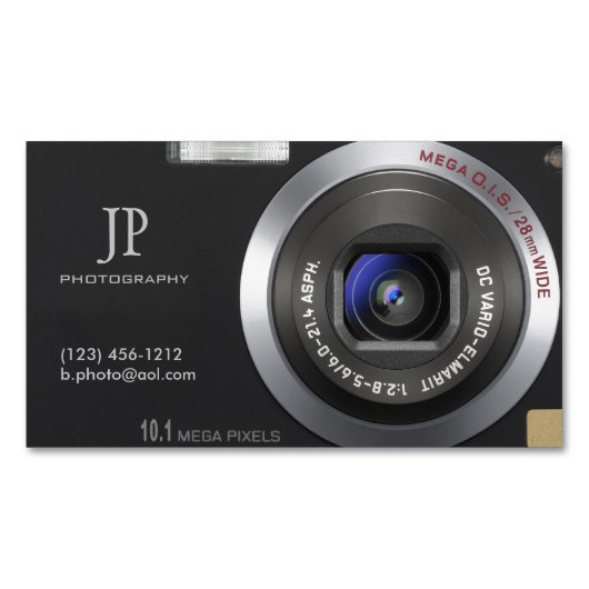 Compacte digitale camera fotograaf visitekaartje magneet (Voorkant)