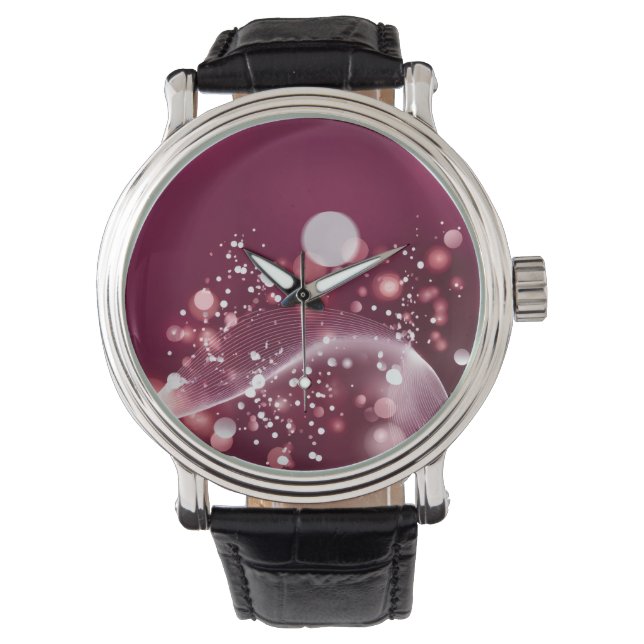compacte spiegel Elegant Roze en Wit Ontwerp Horloge (Voorkant)