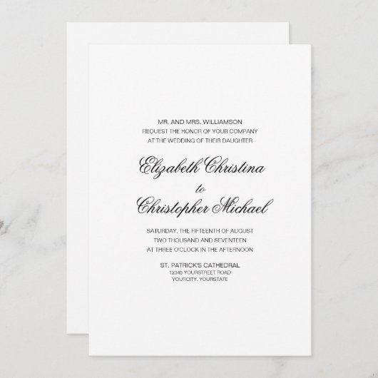 Compacte traditionele elegantie (geen ontvangst) kaart (Voorkant / Achterkant)