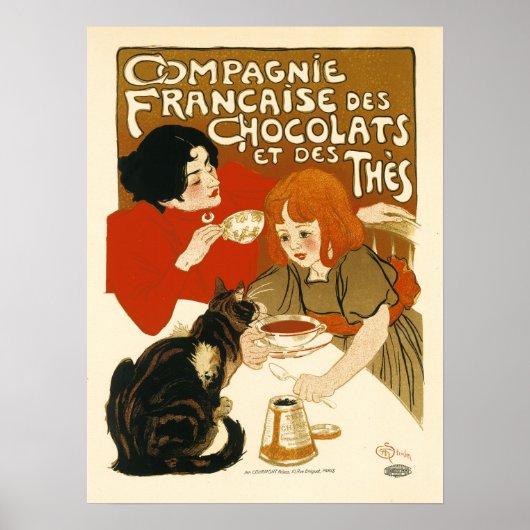 COMPAGNIE FRANCAISE Des Chocolate Drink Steinlen Poster (Voorkant)