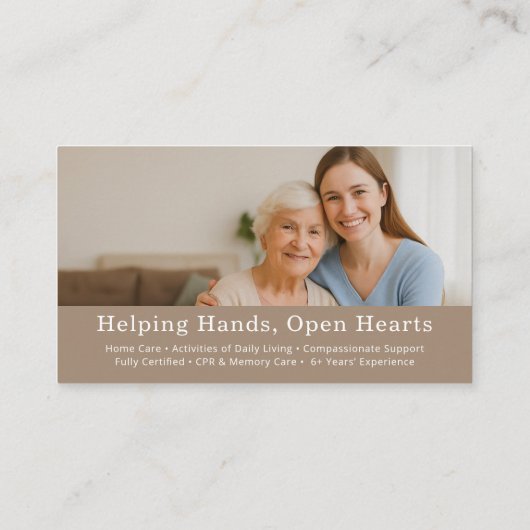 Companion Caregiver QR Code Senior Support Service Visitekaartje (Achterkant)