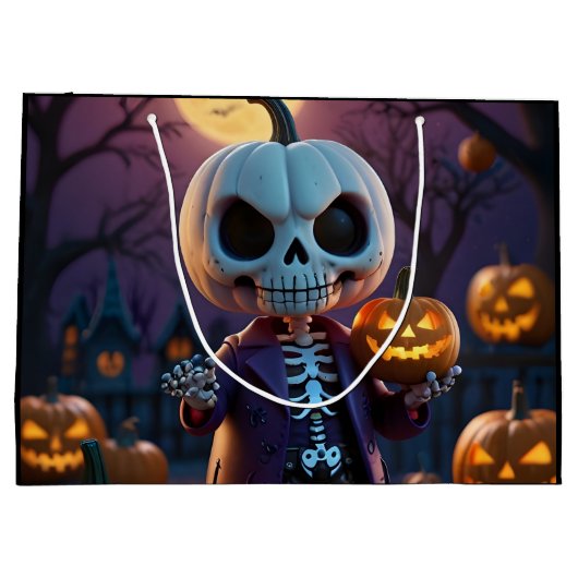 Companion van pompoenpatch skelet groot cadeauzakje (Achterkant)