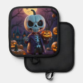 Companion van pompoenpatch skelet pannenlap