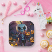 Companion van pompoenpatch skelet papieren bordje (Feest)