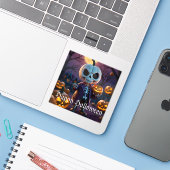 Companion van pompoenpatch skelet sticker (Laptop met iPhone)