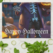 Companion van pompoenpatch skelet theedoek (Gevouwen)