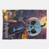 Companion van pompoenpatch skelet theedoek (Horizontaal)