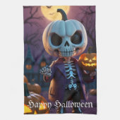 Companion van pompoenpatch skelet theedoek (Verticaal)