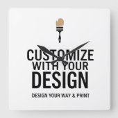 Company Branded Custom Minimalist Personalized   Vierkante Klok (Voorkant)