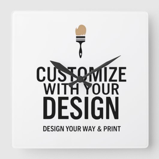 Company Branded Custom Minimalist Personalized   Vierkante Klok (Voorkant)