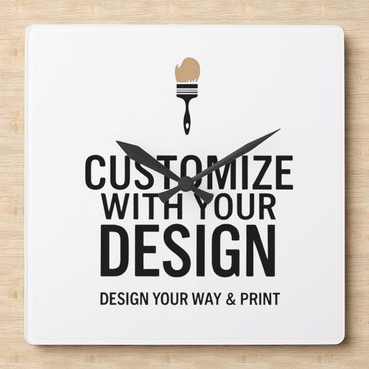 Company Branded Custom Minimalist Personalized   Vierkante Klok