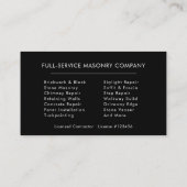 Company Bricklayer Brick Masonry Construction Visitekaartje (Achterkant)