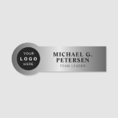 Company business logo faux silver employee naamplaatje (Voorkant)