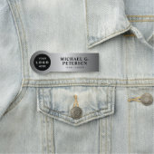 Company business logo faux silver employee naamplaatje (In situ)