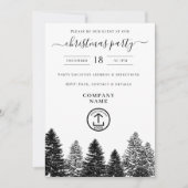 Company Christmas Party Holiday Black White Pines Kaart (Voorkant)