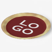 Company Custom Logo met Gold Lijst op Bourgogne Papieren Bordje (Gekanteld)