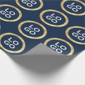 Company Custom Logo met Gold Lijst op Navy Blue Cadeaupapier (Hoek)