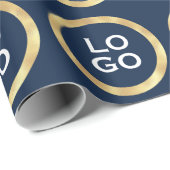 Company Custom Logo met Gold Lijst op Navy Blue Cadeaupapier (Rol Hoek)