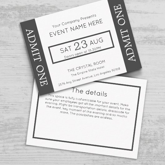Company Event Ticket Concert Admit One Invitation Informatiekaartje