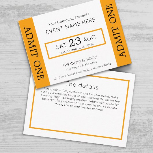 Company Event Ticket Concert Admit One Invitation Informatiekaartje
