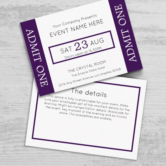 Company Event Ticket Concert Admit One Invitation Informatiekaartje