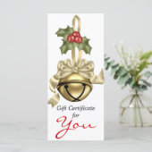Company Gift Certificate Gold Bell Tan Ribbon (Staand voorkant)