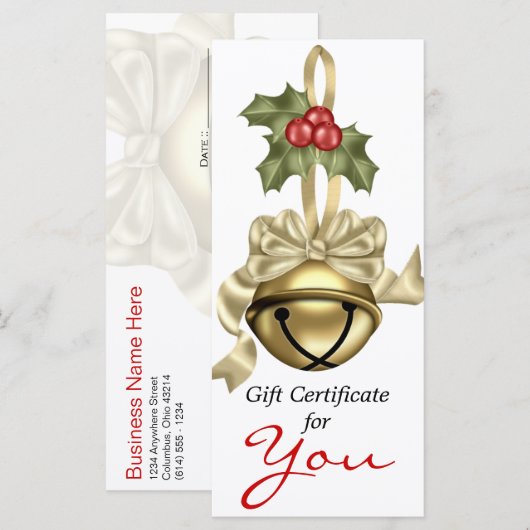 Company Gift Certificate Gold Bell Tan Ribbon (Voorkant / Achterkant)