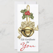 Company Gift Certificate Gold Bell Tan Ribbon (Voorkant)
