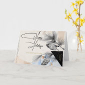 Company Happy Holidays Modern Pinecones  Kaart (Gele Bloem)