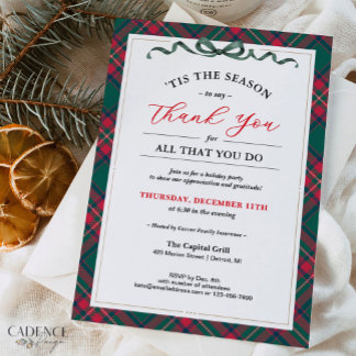 Company Holiday Party Invitation - Thank You Kaart