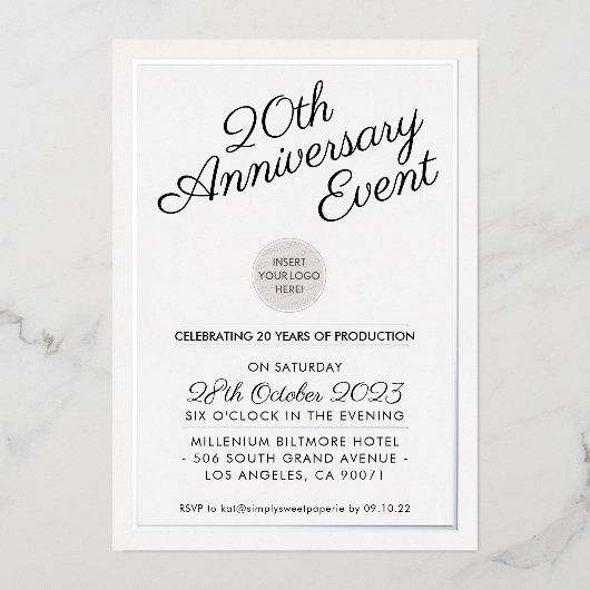 COMPANY JUBILEUM PARTITY modern business Silver Folie Uitnodiging (Voorkant)