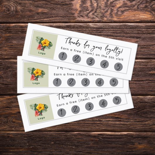 Company Logo 5 Visits Free Product Loyalty Card Mini Visitekaartje