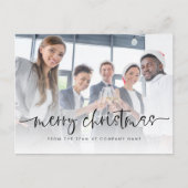 Company Logo Add Photo Merry Kerstscript Briefkaart (Voorkant)
