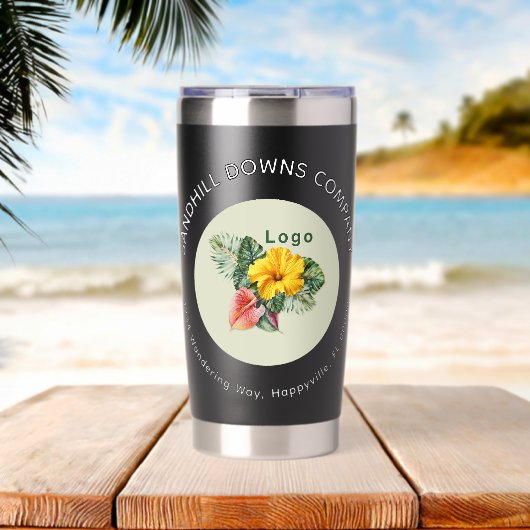 Company Logo and Business Name Curved Text Geïsoleerde Drinkbeker (Strand (Gedraaid)  )