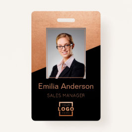Company Logo Bar Code Employee Photo Roos Gold Badge