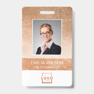 Company Logo Bar Code Employee Photo Roos Gold Badge