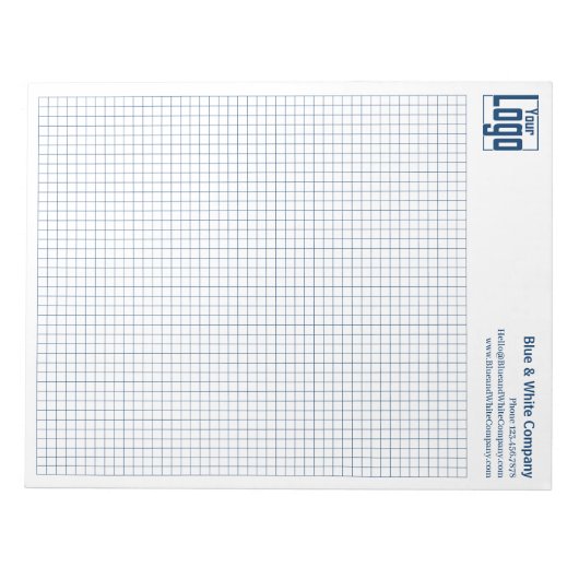 Company Logo Blue Grid Graph Calcpad Notitieblok (Voorkant)