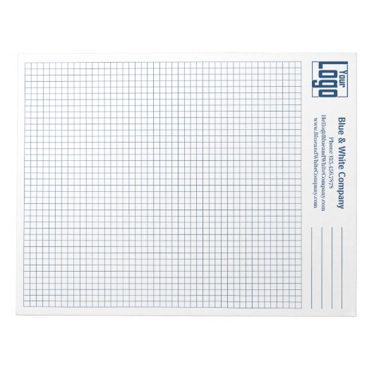Company Logo Blue Grid Graph Notitieblok (Voorkant)