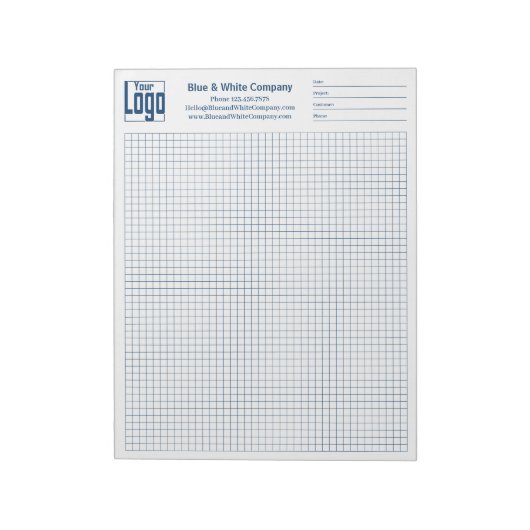 Company Logo Blue Grid Graph Project Identifier Notitieblok (Linkerzijde)