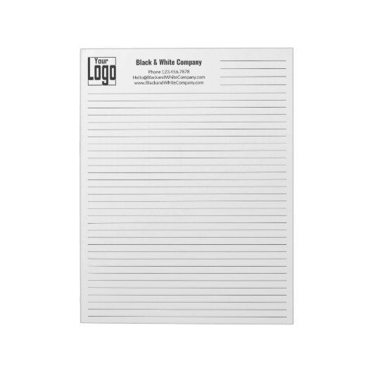 Company Logo Contact Black Line College Rule Notitieblok (Linkerzijde)