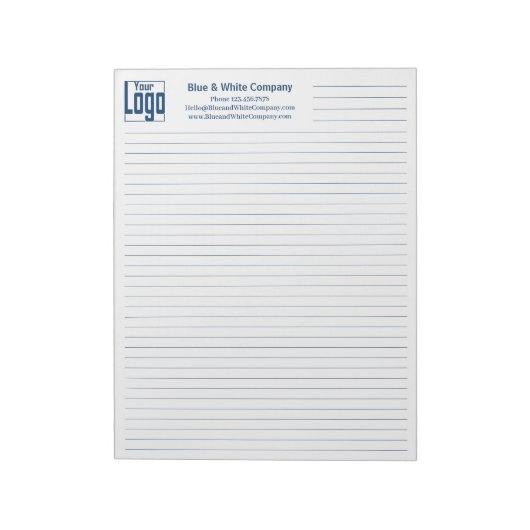 Company Logo Contact Blue Line College Rule Notitieblok (Linkerzijde)