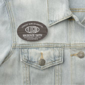 Company Logo Employee ID Brown Faux Wood Oval Naamplaatje (In situ)