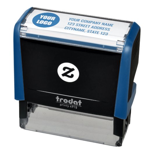Company Logo Name Address Self-inking Stamp blue Zelfinktende Stempel (Product)