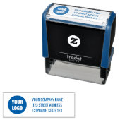 Company Logo Name Address Self-inking Stamp blue Zelfinktende Stempel (In situ)