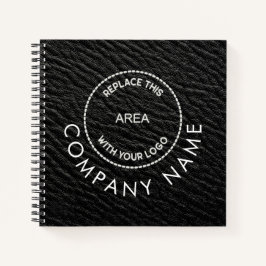 Company Logo Name QR Code Black Faux Leather  Notitieboek